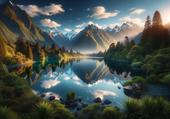 Puzzle Puzzle Lac Alpin - Reflets Montagneux en Ligne pour une Évasion Zen